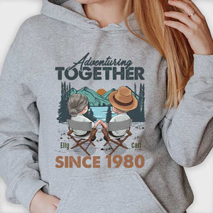 Husband And Wife Adventuring Together Since Year - Personalized Unisex T-shirt, Hoodie, Sweatshirt - Gift For Couple, Husband Wife, Anniversary, Engagement, Wedding, Marriage, Camping Gift