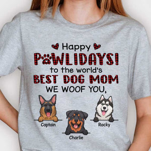 Happy Pawlidays - We Woof You - Personalized Unisex T-Shirt, Hoodie, Sweatshirt.