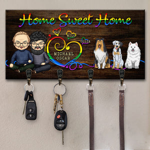 Sweet Home & Our Dogs - Personalized Key Hanger, Key Holder - Gift For Couples, Husband Wife, Pet Lovers