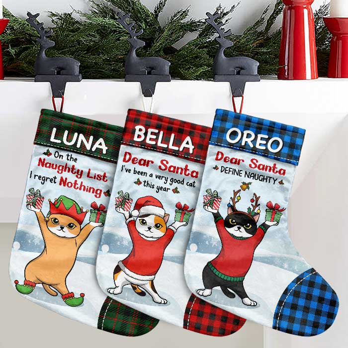 Have A Lovely Christmas With Cat - Cat Christmas Costumes - Personalized Christmas Stocking.
