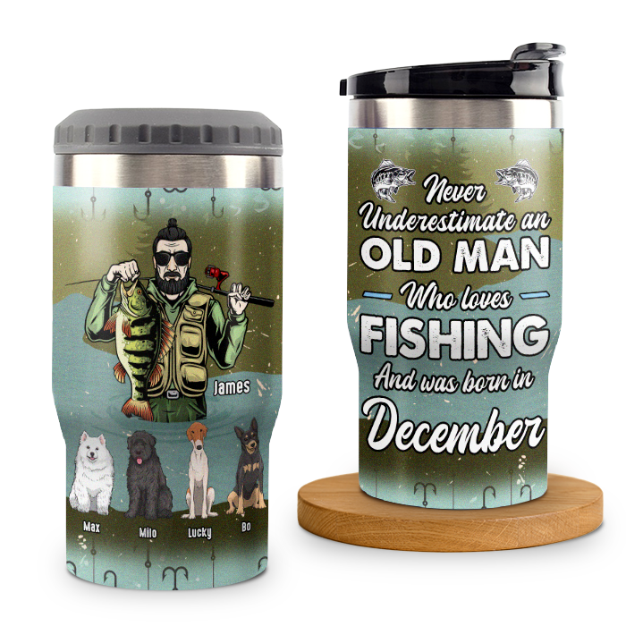 An Old Man Who Loves Fishing - Personalized Can Cooler - Gift For Fish -  Pawfect House