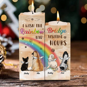 Rainbow Bridge Had Visiting Hours - Personalized Candle Holder - Memorial Gift, Sympathy Gift