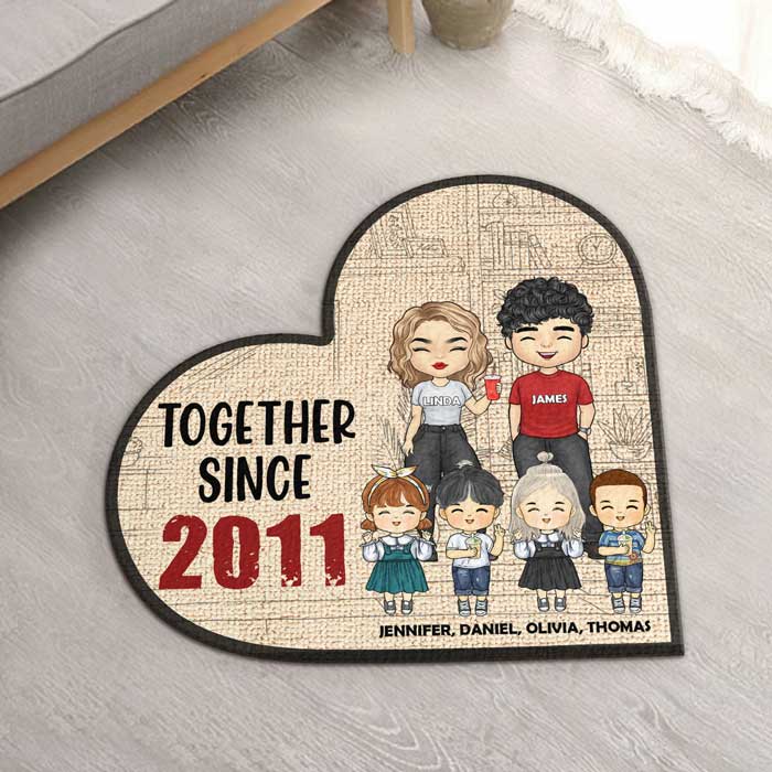 Together Forever - Personalized Shaped Decorative Mat - Gift For Couples, Husband Wife