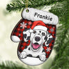 Happy Cats And Dogs On Christmas Day - Personalized Custom Glove Shaped Wood Christmas Ornament