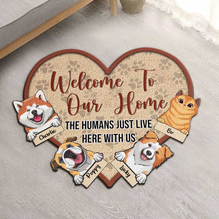 No Need To Knock - Personalized Shaped Decorative Mat - Gift For Pet Lovers