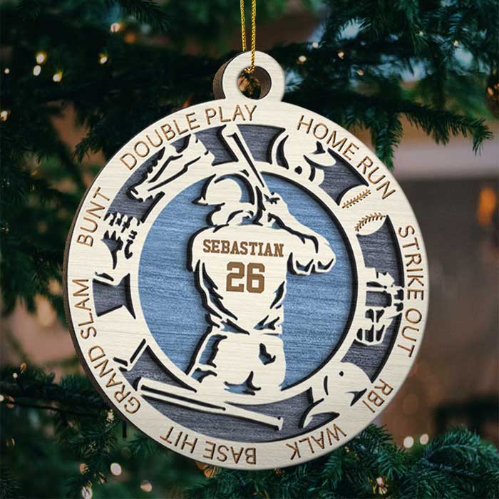 Sport Series - American Football, Baseball, Basketball, Hockey - Personalized Shaped Ornament.