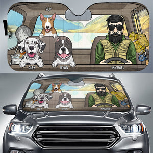 Man And His Dogs - Personalized Dog Auto Sun Shade.