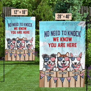 No Need To Knock - 4th Of July Decoration - Personalized Dog Flag.