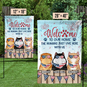 Welcome To Our Cat Home - 4th Of July Decoration - Personalized Flag.