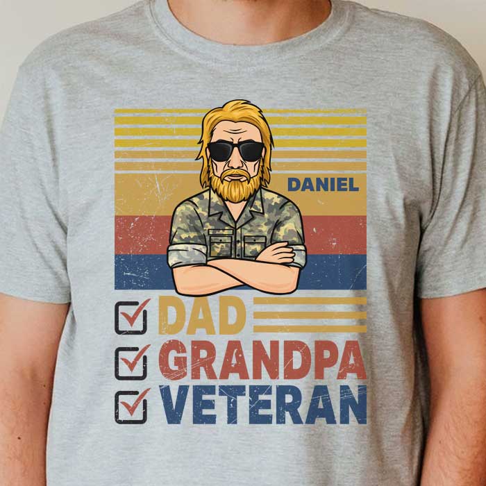 Dad, Grandpa, Veteran - Gift For 4th Of July - Personalized Unisex T-Shirt.