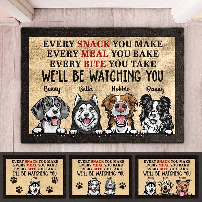 Dog - We'll Be Watching You  - Funny Personalized Dog Decorative Mat.