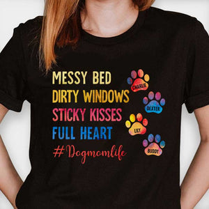 Sticky Kisses Full Heart - Dog Mom Life - Personalized Unisex T-Shirt.