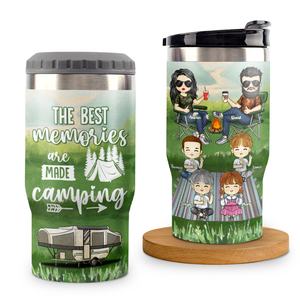 The Best Memories Are Made Camping - Personalized Can Cooler - Gift For Couples, Gift For Camping Lovers
