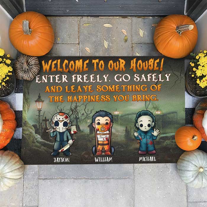 Leave Something Of The Happiness You Bring - Personalized Decorative Mat, Halloween Ideas..