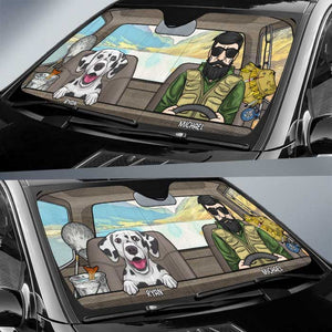 Man And His Dogs - Personalized Dog Auto Sun Shade.