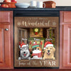 Pets By The Window In The Winter Snow - Personalized Dishwasher Cover