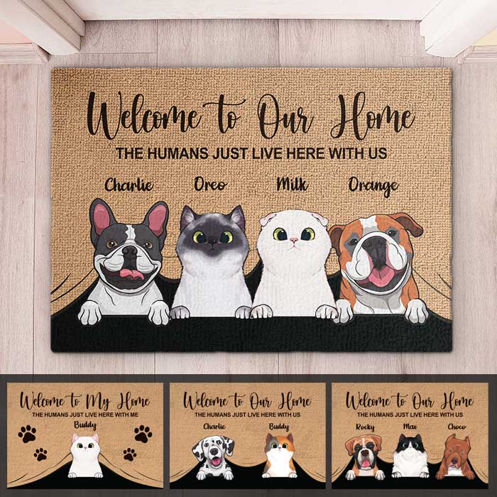 Welcome To The Pet Home - Funny Personalized Pet Decorative Mat (Cat & Dog).