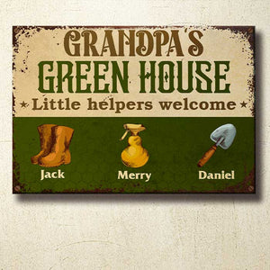 Grandpa's Garden - Little Helpers Welcome - Personalized Metal Sign.