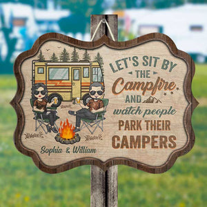Camping Partners For Life - Husband & Wife - Gift For Camping Couples, Personalized Shaped Door Sign.