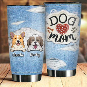 Dog Mom Jeans Texture - Personalized Tumbler.