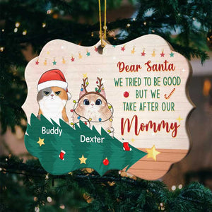 Naughty Pets And The Fallen Christmas Tree - Personalized Shaped Ornament.