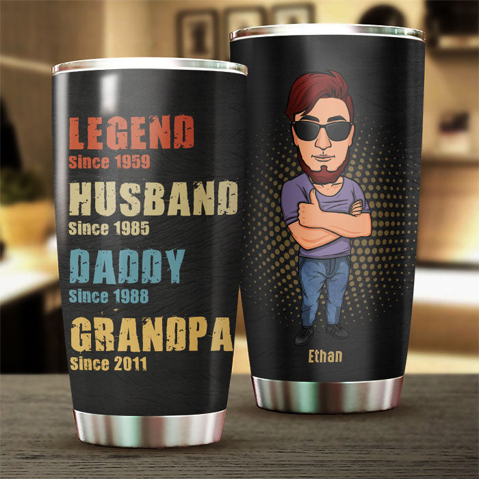 Legend Husband Daddy Grandpa, Personalized Tumbler Cup, Father's Day Custom  Gifts