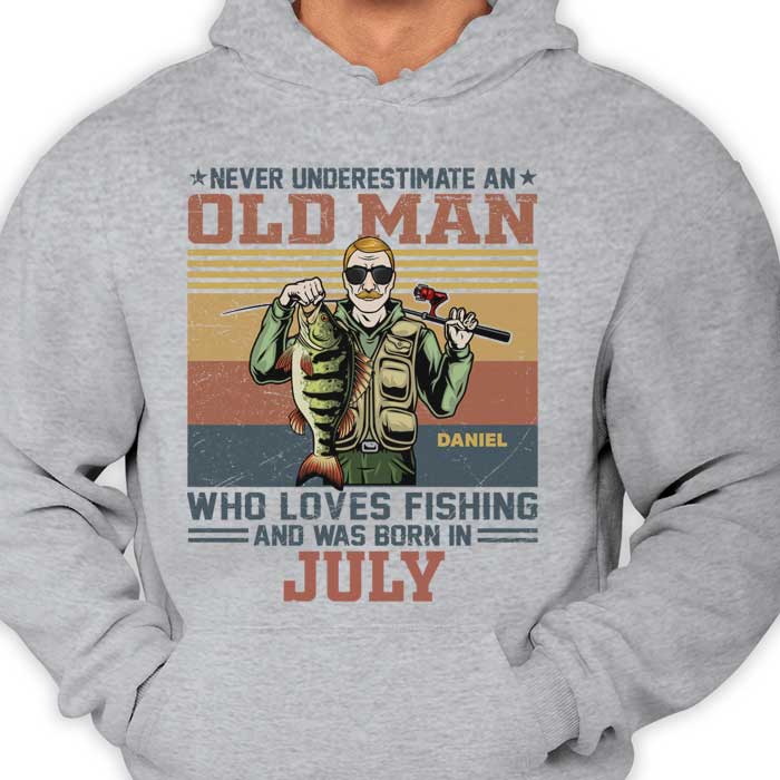 Never Underestimate An Old Man Who Love Fishing - Personalized T-Shirt / S / Light Blue - Pawfect House