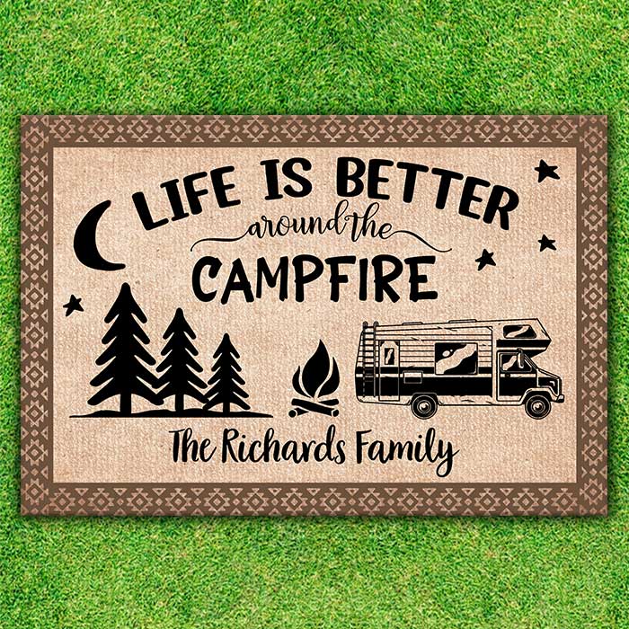 Life Is Better Around The Campfire - Personalized Decorative Mat.