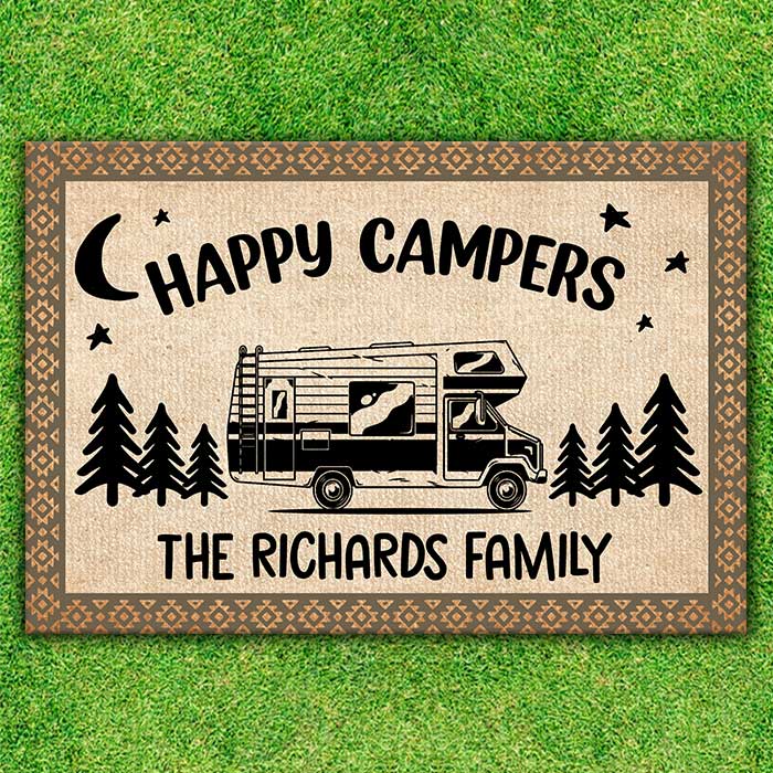 Ohaprints Doormat Outdoor Indoor Camping Camper Our Happy Place - OhaPrints