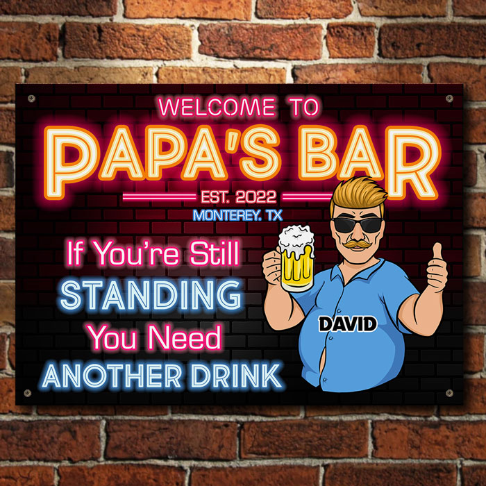 Welcome To Dad's Bar - Gift For Dad, Grandpa - Personalized Metal Sign