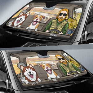 Man And His Dogs - Personalized Dog Auto Sun Shade.