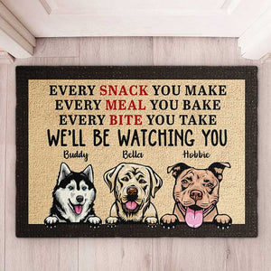Dog - We'll Be Watching You  - Funny Personalized Dog Decorative Mat.