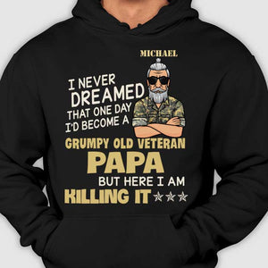 Grumpy Old Veteran Grandpa - Gift For 4th Of July - Personalized Unisex T-Shirt.