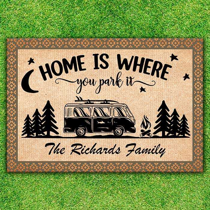 Home Is Where You Park It - Personalized Decorative Mat.