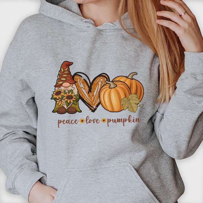 Peace - Love - Pumpkin - Happy Halloween - T-Shirt, Halloween Ideas., Pullover Hoodie / 2XL / Sport Grey - Pawfect House