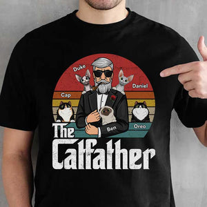 Cat Father The Man The Myth The Legend - Gift for Dad, Personalized Unisex T-Shirt.