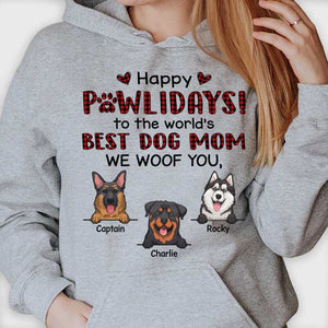 Happy Pawlidays - We Woof You - Personalized Unisex T-Shirt, Hoodie, Sweatshirt.