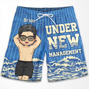 Under New Management - Personalized Couple Beach Shorts - Gift For Couples, Husband Wife