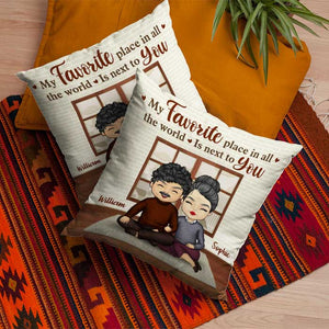 My Favorite Place In The World Is Next To You - Gift For Couples, Personalized Pillow (Insert Included).