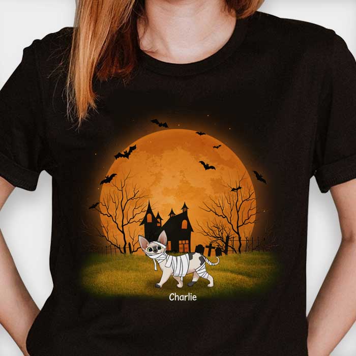 Enjoy The Halloween Night With Your Cats - Personalized Unisex T-Shirt.