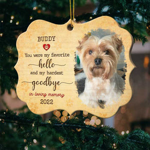 You Were My Favorite Hello And My Hardest Goodbye - Personalized Custom Benelux Shaped Wood Christmas Ornament