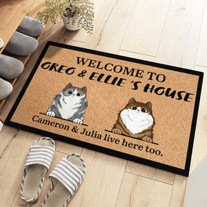 Welcome To Cats' House - Funny Personalized Cat Decorative Mat.