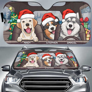 Santa Paws Is Coming To Town - Personalized Dog Auto Sun Shade.