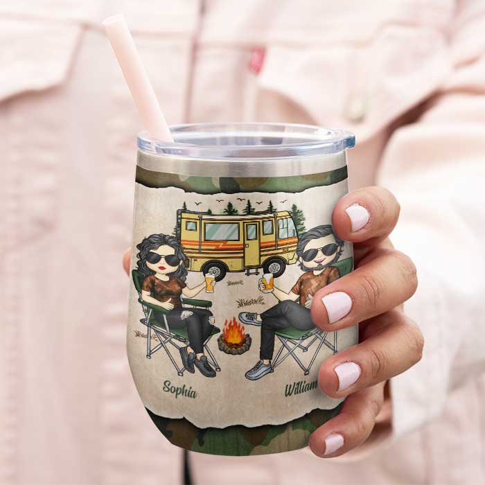 Just a Girls Who Love Camping Tumbler With Straw 20oz, Camping