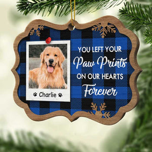You Left Your Paw Prints On Our Hearts Forever - Personalized Shaped Ornament.
