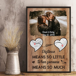 Distance Means So Little - Personalized Vertical Poster - Upload Image, Gift For Couples, Husband Wife