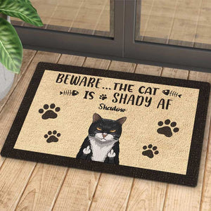 Beware The Cats Are Shady Af - Funny Personalized Cat Decorative Mat.
