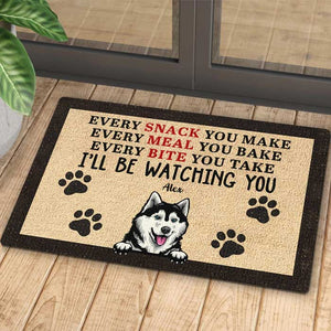 Dog - We'll Be Watching You  - Funny Personalized Dog Decorative Mat.