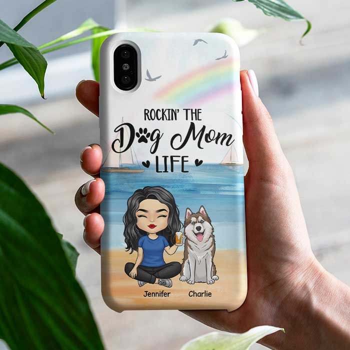 Rockin The Dog Mom Life Gift For Dog Mom Personalized Phone Case