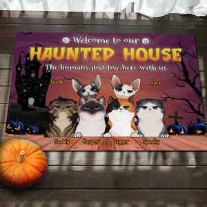 Welcome To Our Haunted House - Personalized Decorative Mat, Halloween Ideas..